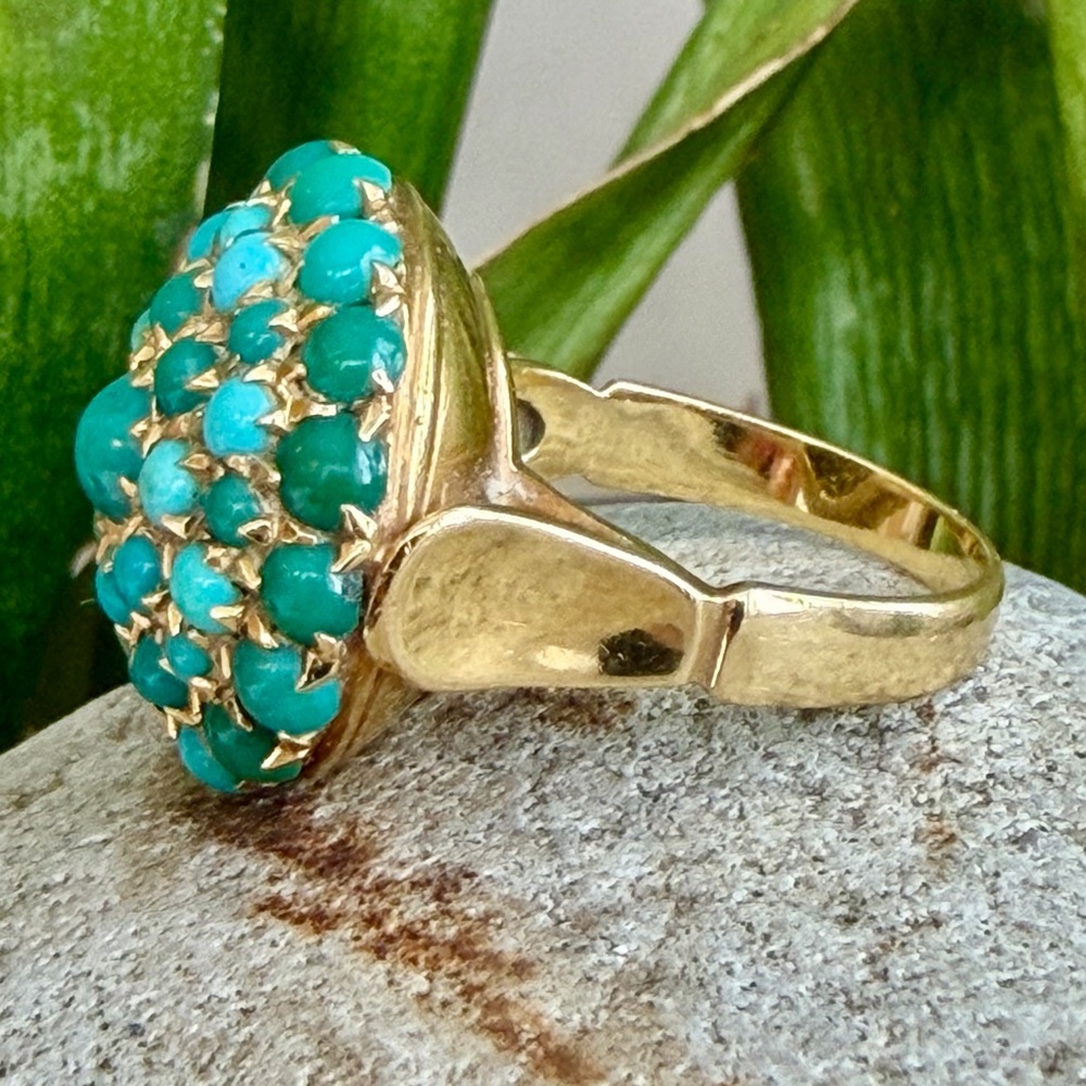 18 karat gold and turquoise ring - Picture 6 of 6